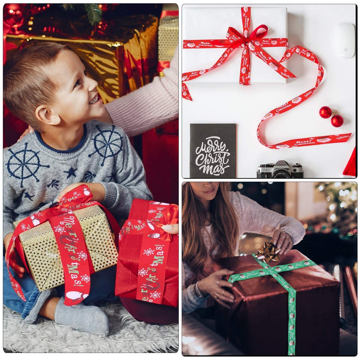 Santa Claus Printed Grosgrain Ribbon - Red