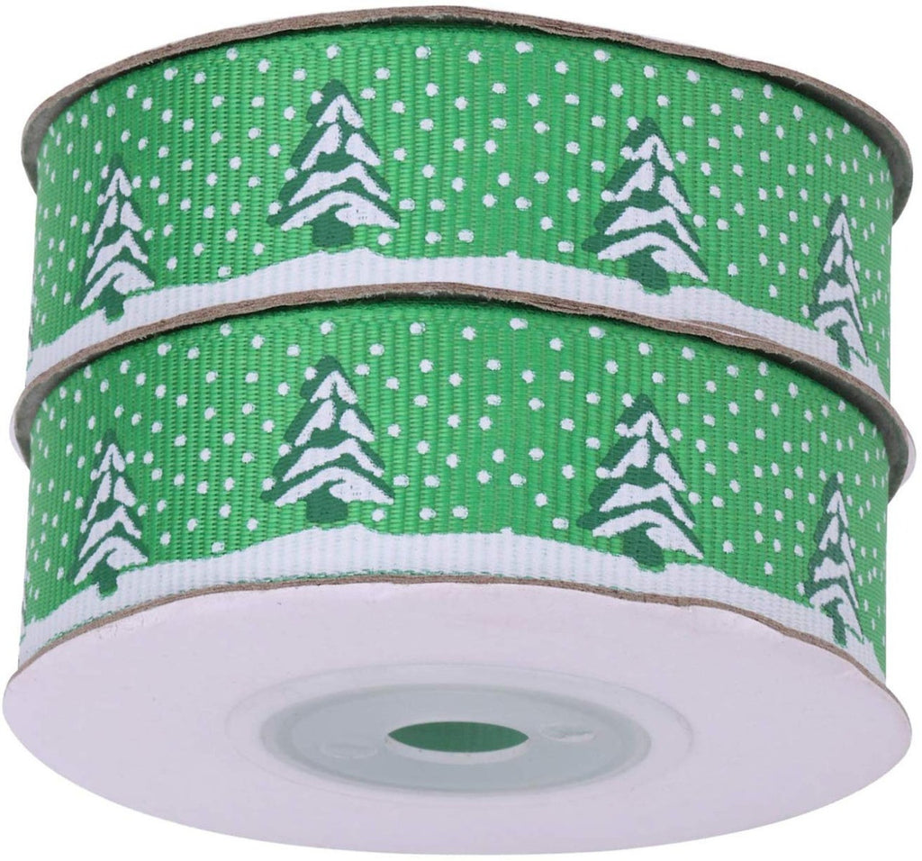 Christmas Tree Printed Grosgrain Ribbon - Green