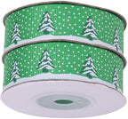 Christmas Tree Printed Grosgrain Ribbon - Green