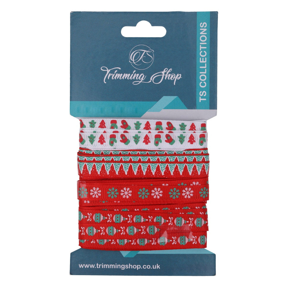 10mm x 9m Christmas Themed Printed Grosgrain Ribbons, 4 Rolls - Assorted Designs