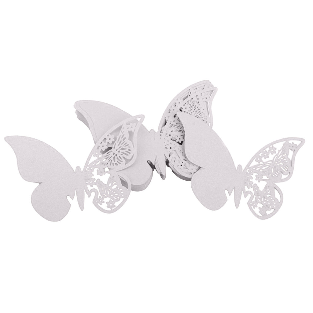 50x Laser Cut Butterfly Place Cards (67mm x 107mm) - White