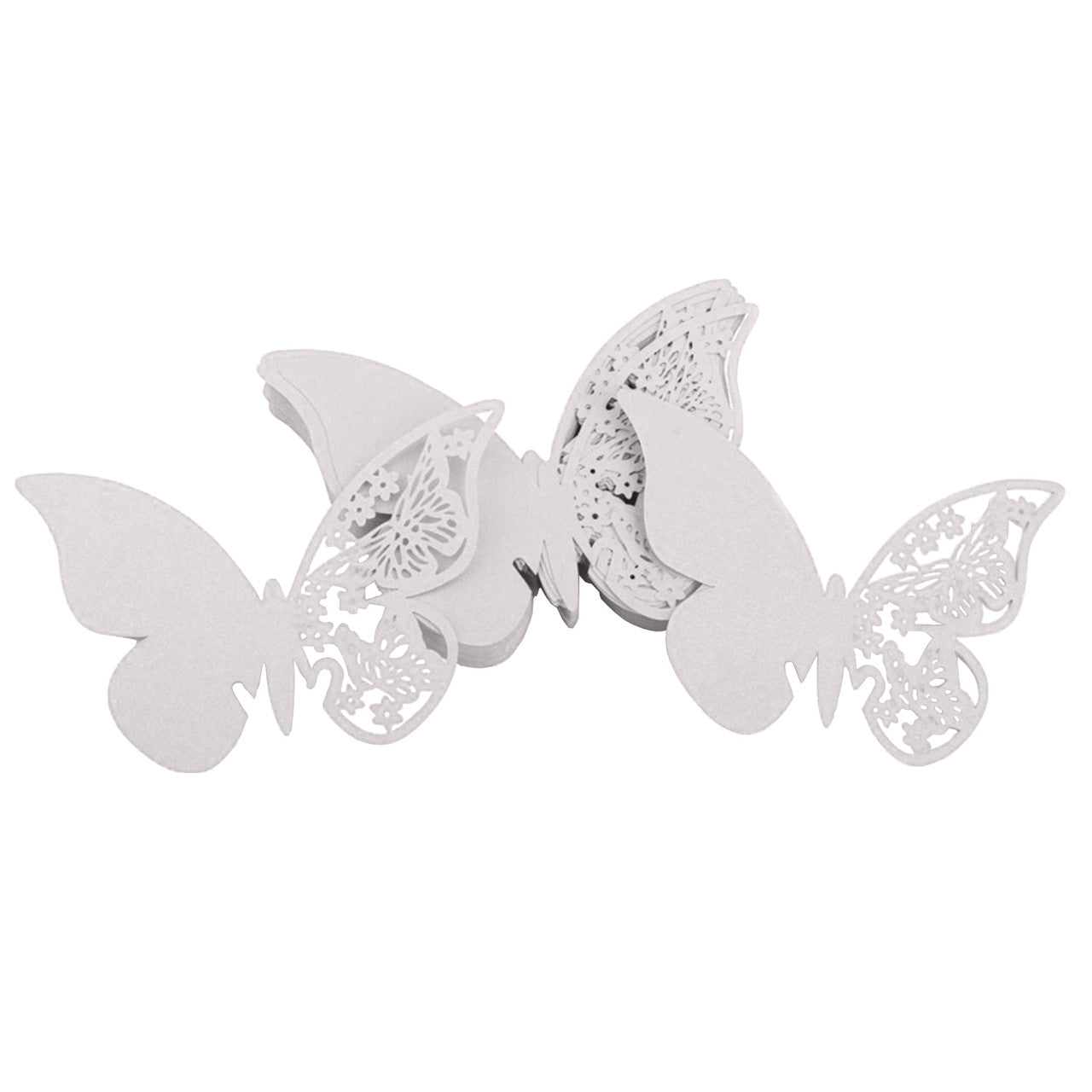 50x Laser Cut Butterfly Place Cards (67mm x 107mm) - White