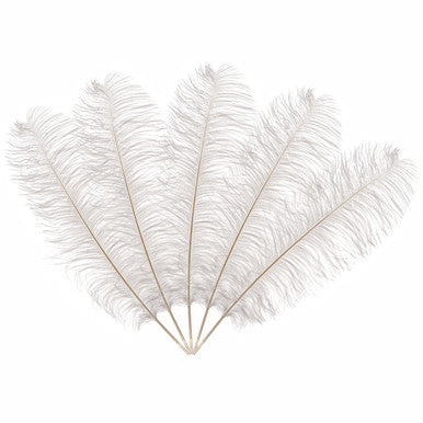 50-60cm Loose Ostrich Feathers, 5pcs - White