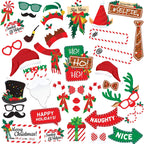 33pcs Christmas Photo Booth Cardboard Party Props