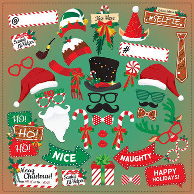 33pcs Christmas Photo Booth Cardboard Party Props
