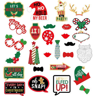 30pcs Christmas Photo Booth Cardboard Party Props