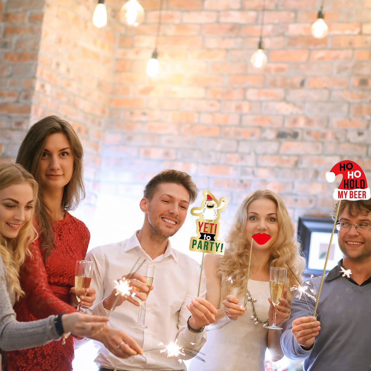 30pcs Christmas Photo Booth Cardboard Party Props
