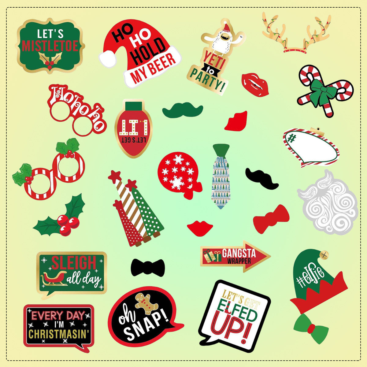 30pcs Christmas Photo Booth Cardboard Party Props