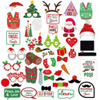 47pcs Christmas Photo Booth Cardboard Party Props