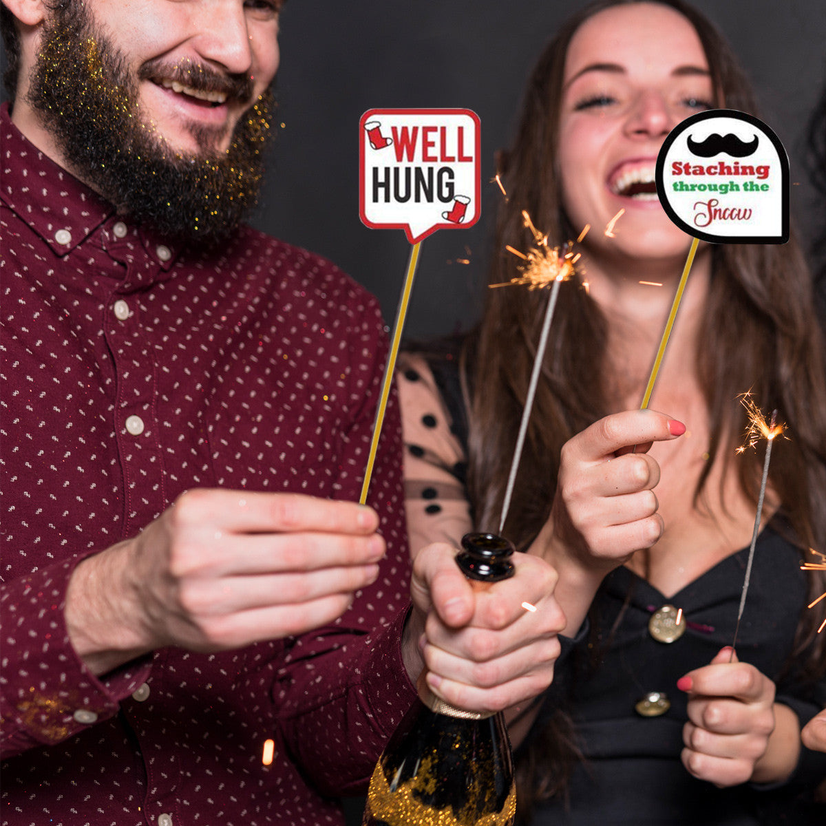 47pcs Christmas Photo Booth Cardboard Party Props