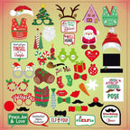 47pcs Christmas Photo Booth Cardboard Party Props
