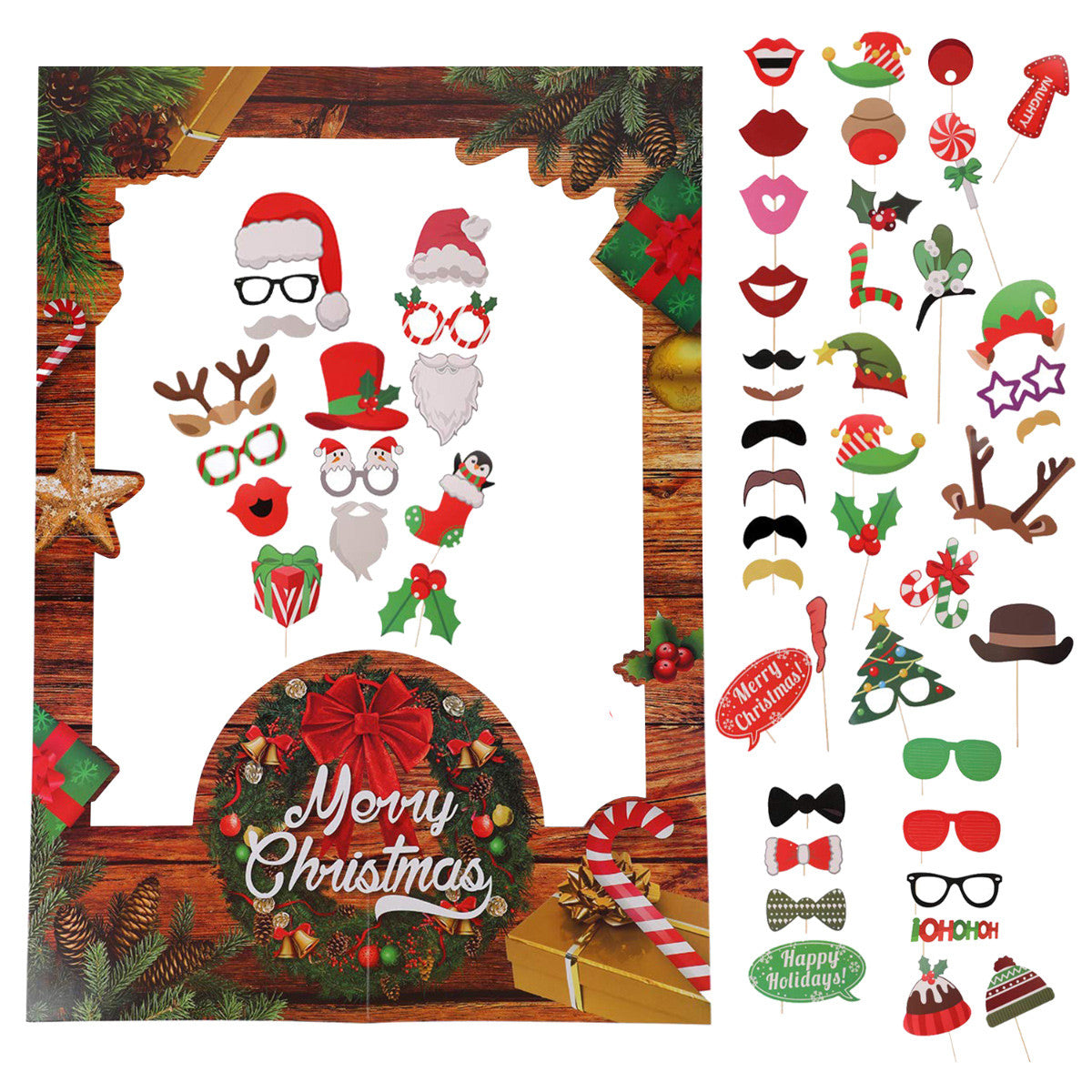 Christmas Cardboard Photo Frame + Props (54pcs)