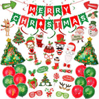 Christmas Balloons, Banner & Photo Booth Props Kit