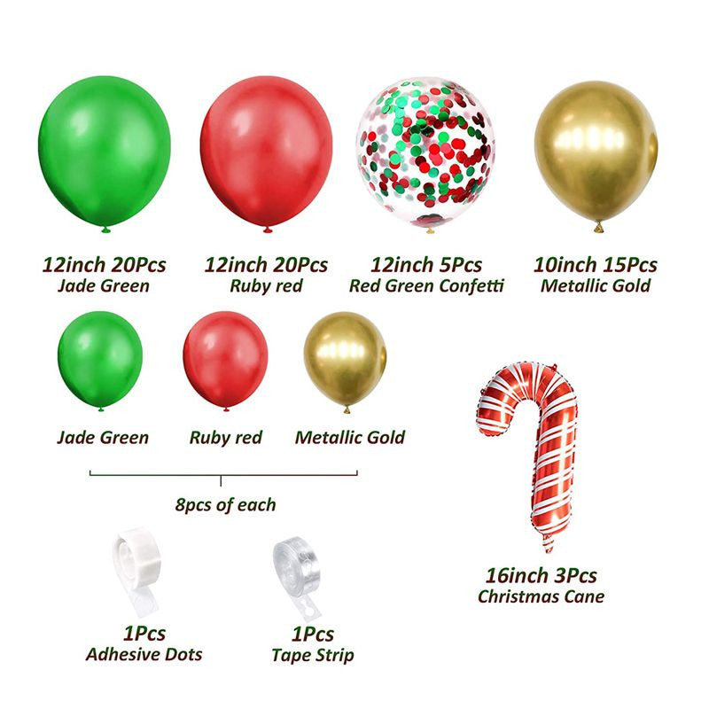 Christmas Balloon Arch Kit - Red, Green & Gold