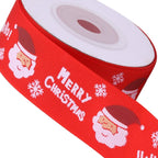 25mm Santa Claus Printed Grosgrain Ribbon, 2x 9m Rolls - Red & Green