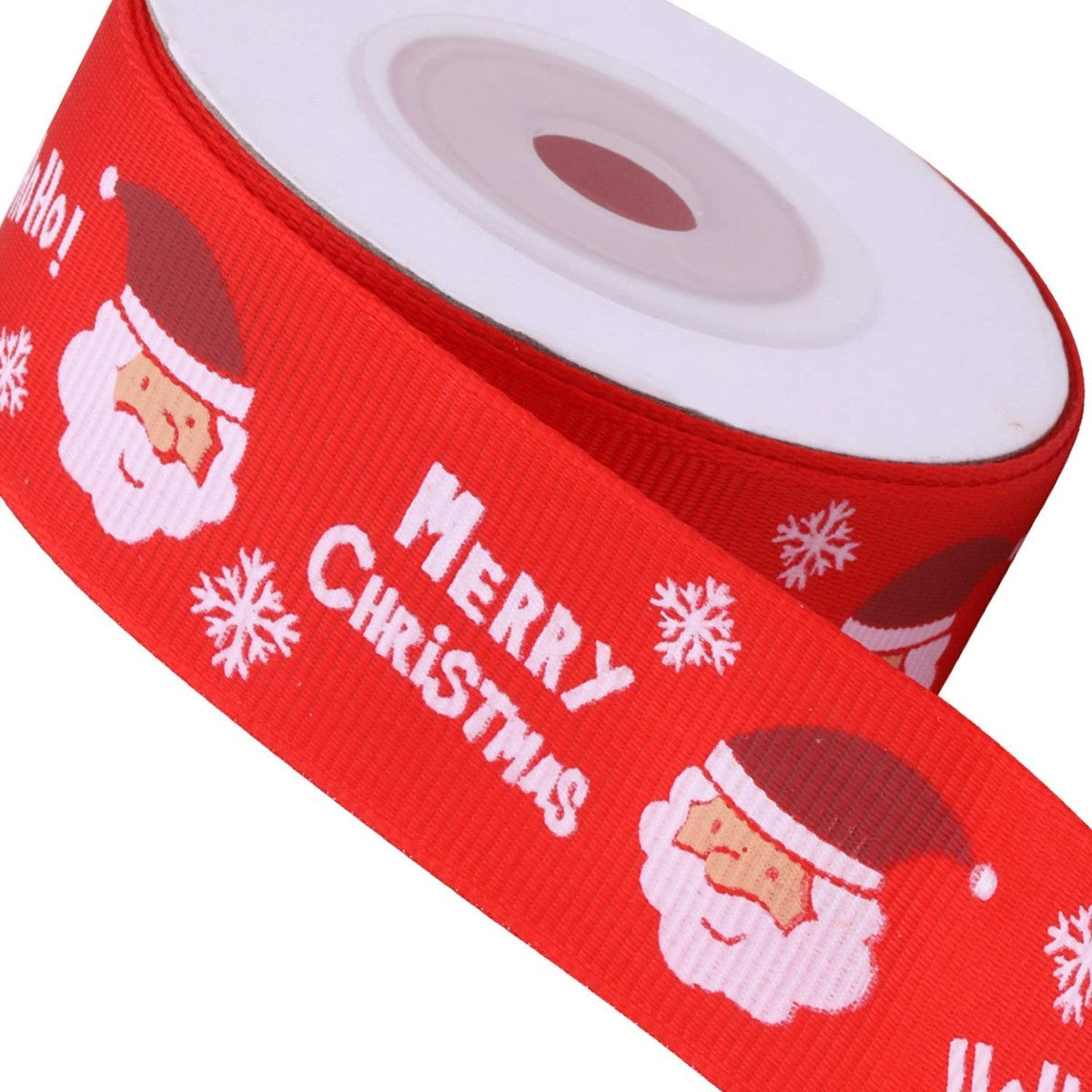 25mm Santa Claus Printed Grosgrain Ribbon, 2x 9m Rolls - Red & Green
