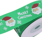 25mm Santa Claus Printed Grosgrain Ribbon, 2x 9m Rolls - Red & Green