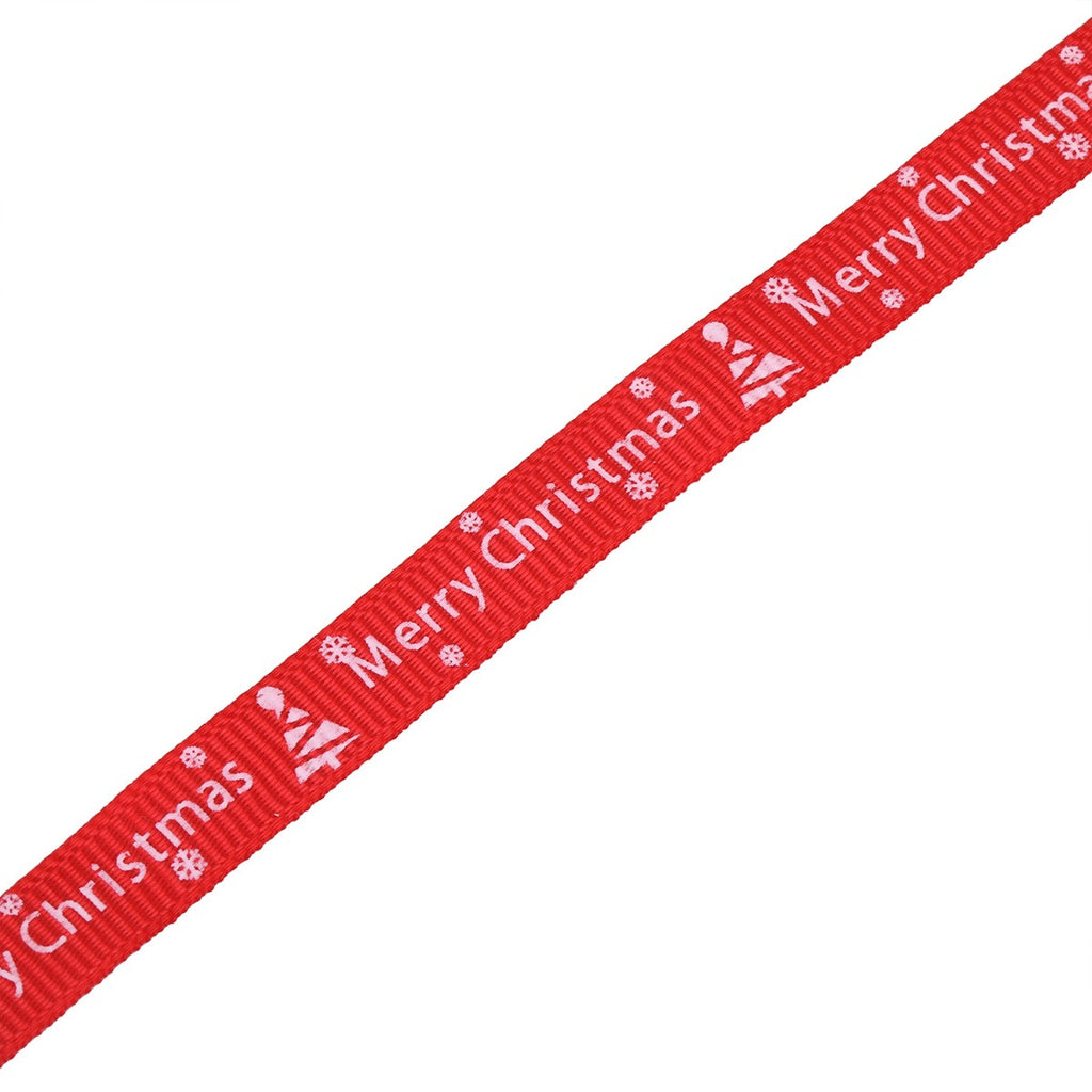 10mm x 9m Christmas Themed Printed Grosgrain Ribbons, 4 Rolls - Green & Red