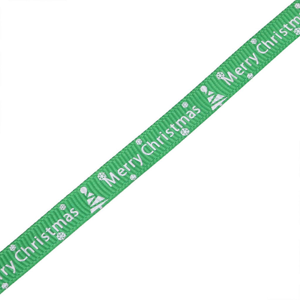 10mm x 9m Christmas Themed Printed Grosgrain Ribbons, 4 Rolls - Green & Red