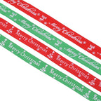 10mm x 9m Christmas Themed Printed Grosgrain Ribbons, 4 Rolls - Green & Red