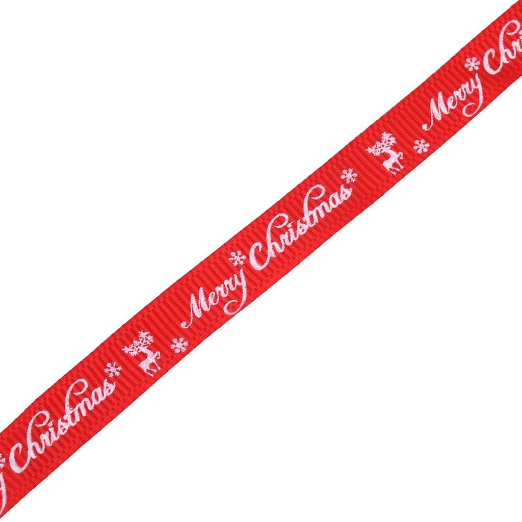10mm x 9m Christmas Themed Printed Grosgrain Ribbons, 4 Rolls - Green & Red
