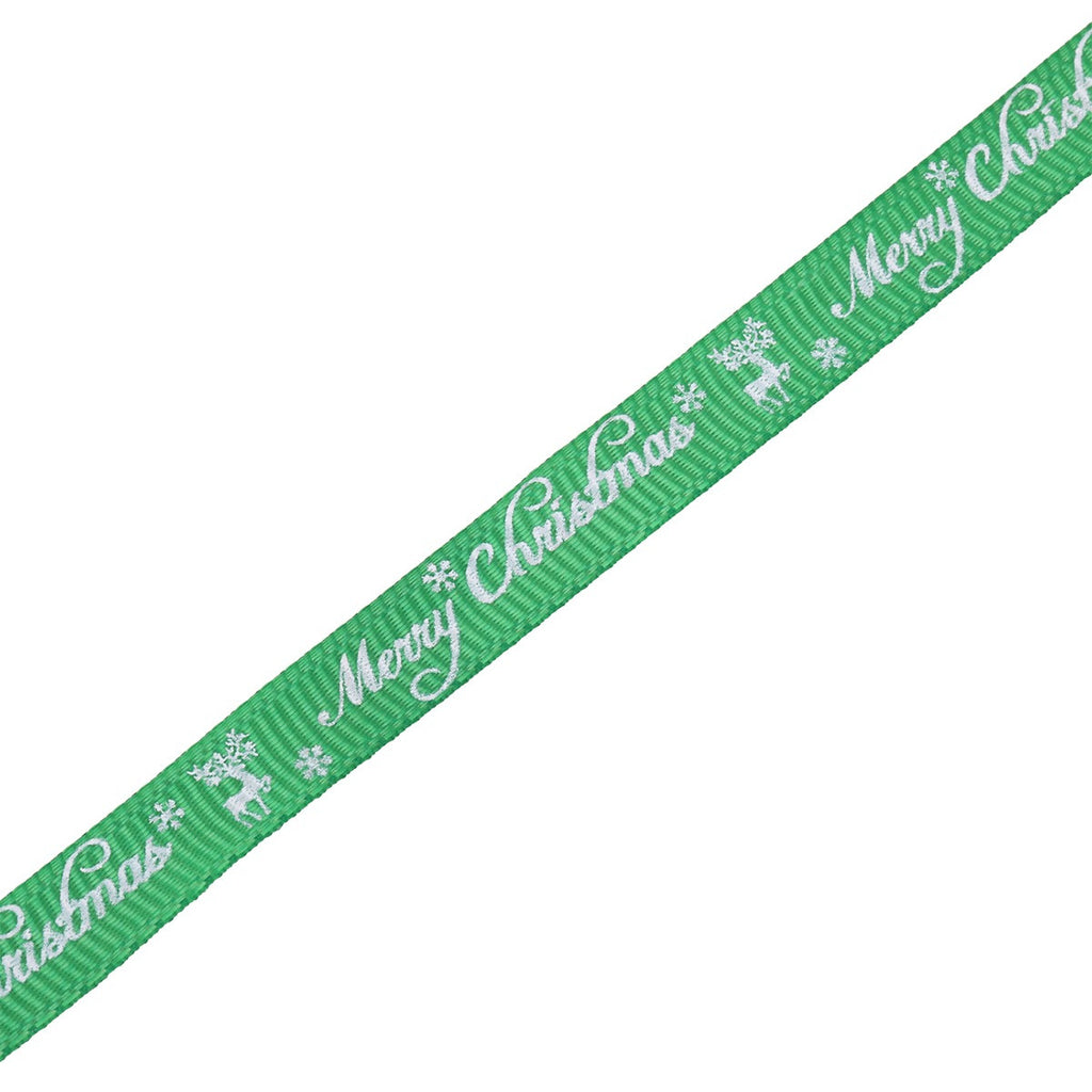 10mm x 9m Christmas Themed Printed Grosgrain Ribbons, 4 Rolls - Green & Red