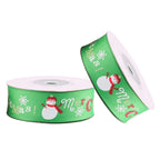 Snowman, Merry Christmas Printed Grosgrain Ribbon - Green