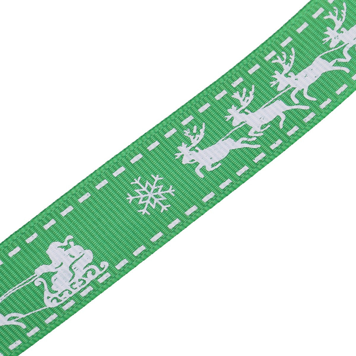 Santa Sleigh Printed Grosgrain Ribbon - Green