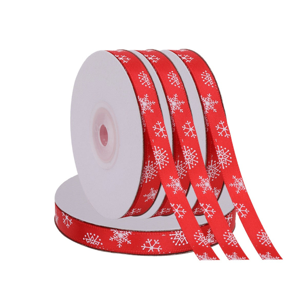 Snowflakes Printed Grosgrain Ribbon - Red