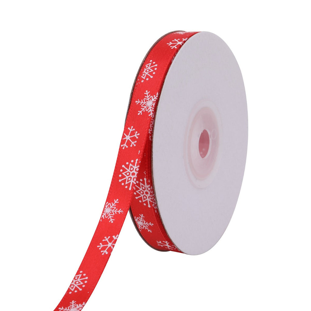 Snowflakes Printed Grosgrain Ribbon - Red