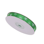 Snowflakes Printed Grosgrain Ribbon - Green