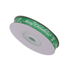 Merry Christmas & Reindeer Printed Grosgrain Ribbon - Green