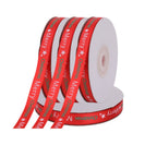 Merry Christmas & Star Printed Grosgrain Ribbon - Red