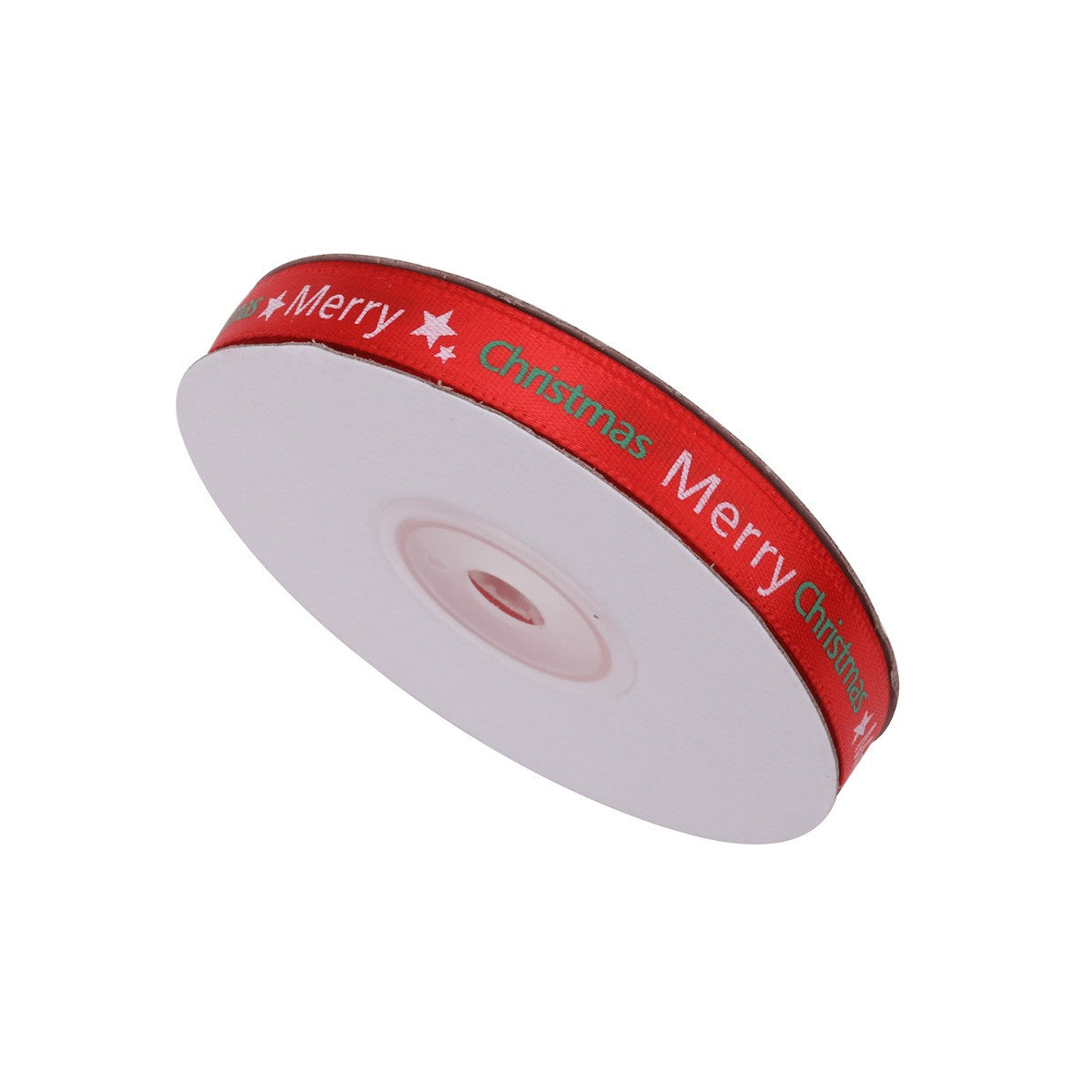 Merry Christmas & Star Printed Grosgrain Ribbon - Red