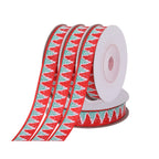Christmas Tree & Snow Printed Grosgrain Ribbon - Red