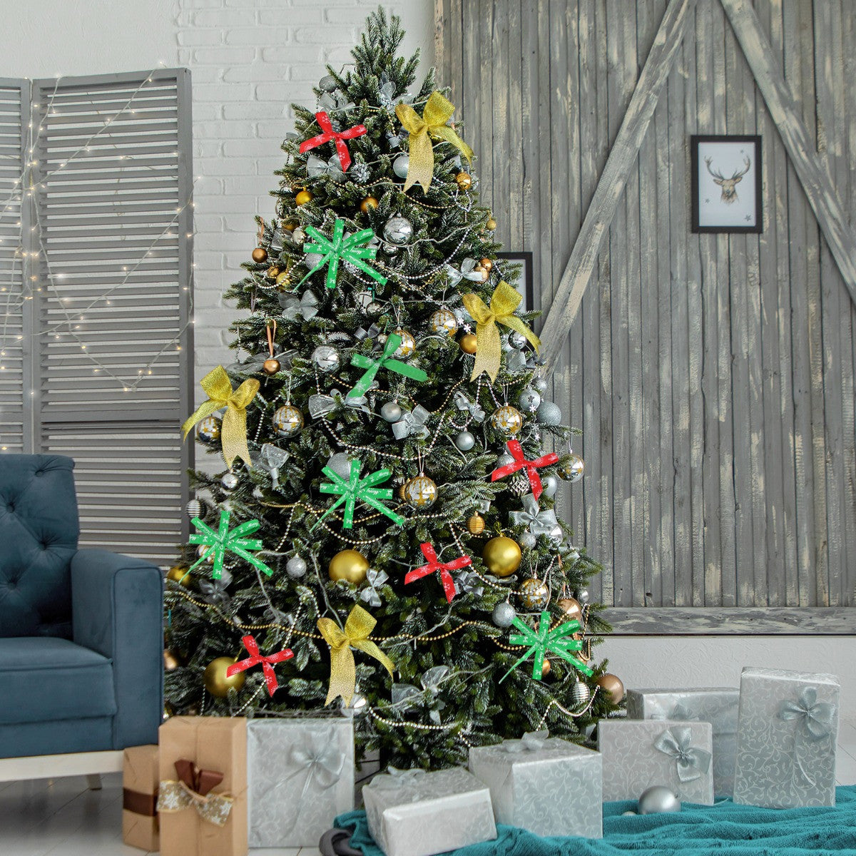 Christmas Baubles Printed Grosgrain Ribbon - Red