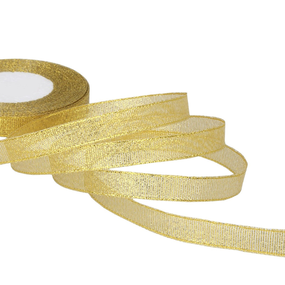 10mm Glitter Organza Ribbon - Gold