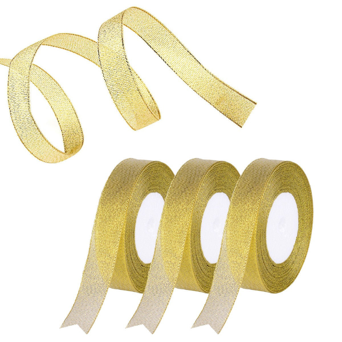 10mm Glitter Organza Ribbon - Gold