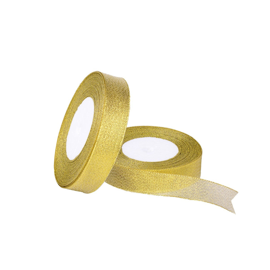 10mm Glitter Organza Ribbon - Gold