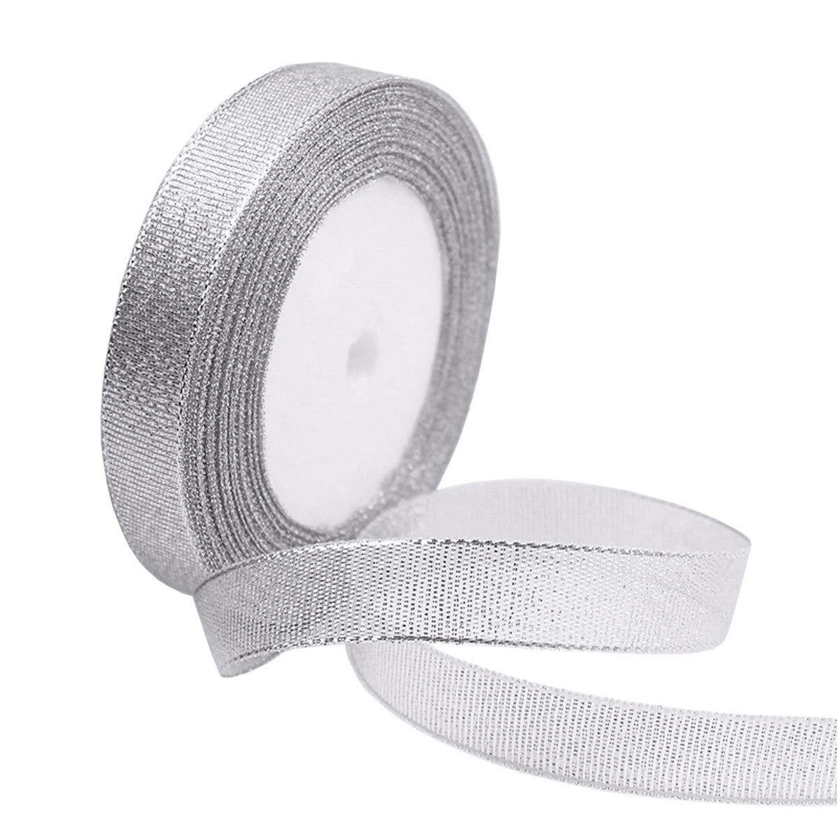 10mm Glitter Organza Ribbon - Silver