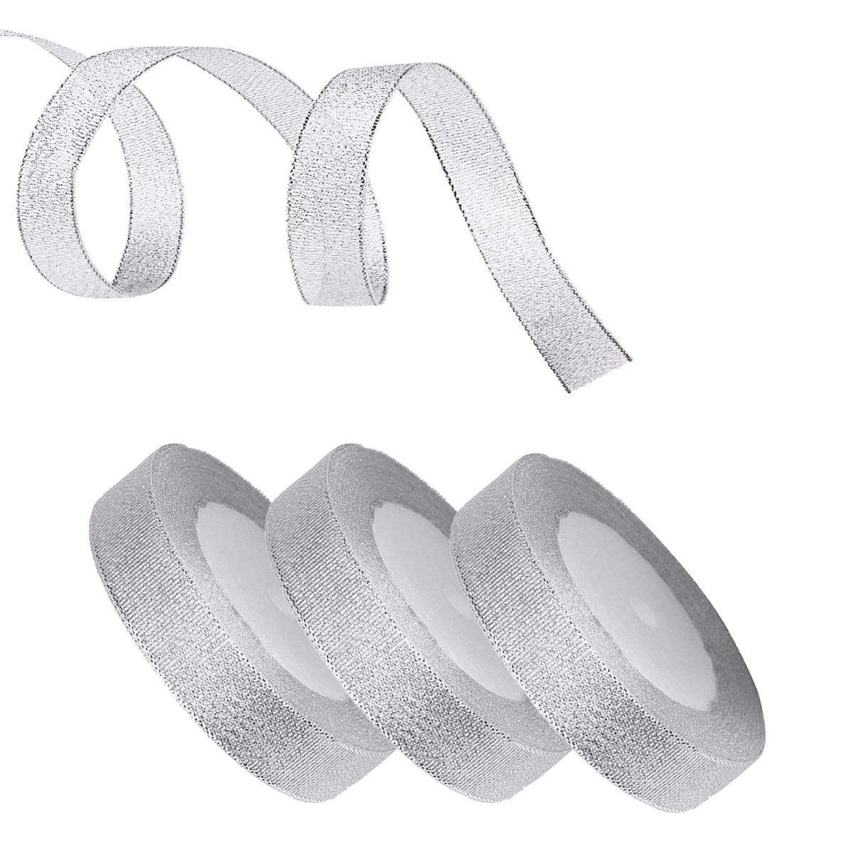 10mm Glitter Organza Ribbon - Silver