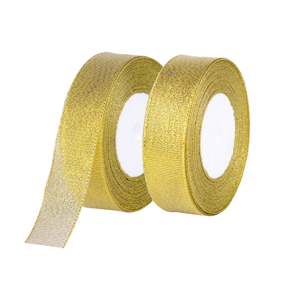20mm Glitter Organza Ribbon - Gold