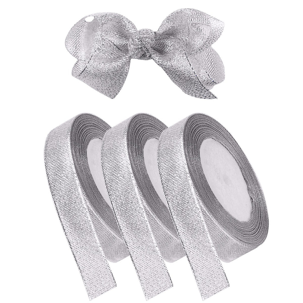 20mm Glitter Organza Ribbon - Silver