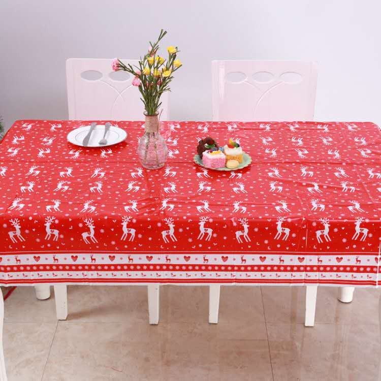 120cm x 180cm Rectangle Christmas Reindeer Print PVC Tablecloth