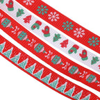 10mm x 9m Christmas Themed Printed Grosgrain Ribbons, 4 Rolls - Assorted Designs