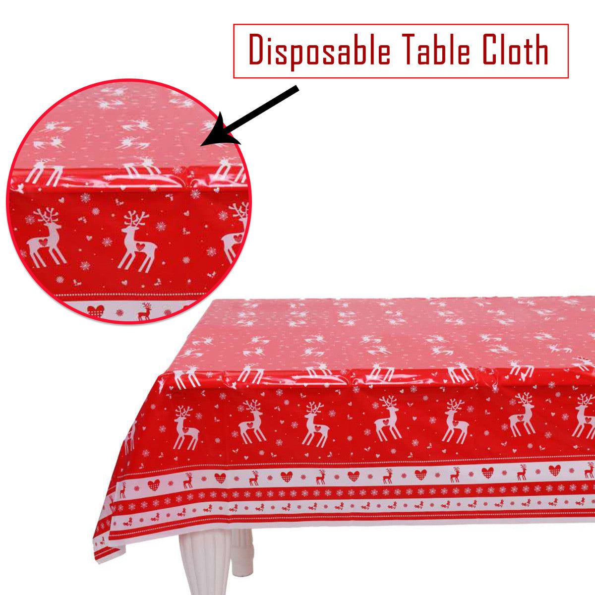 120cm x 180cm Rectangle Christmas Reindeer Print PVC Tablecloth
