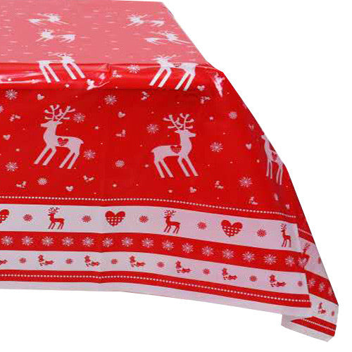 120cm x 180cm Rectangle Christmas Reindeer Print PVC Tablecloth