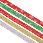 10mm x 9m Christmas Themed Printed Grosgrain Ribbons, 5 Rolls - Assorted Designs