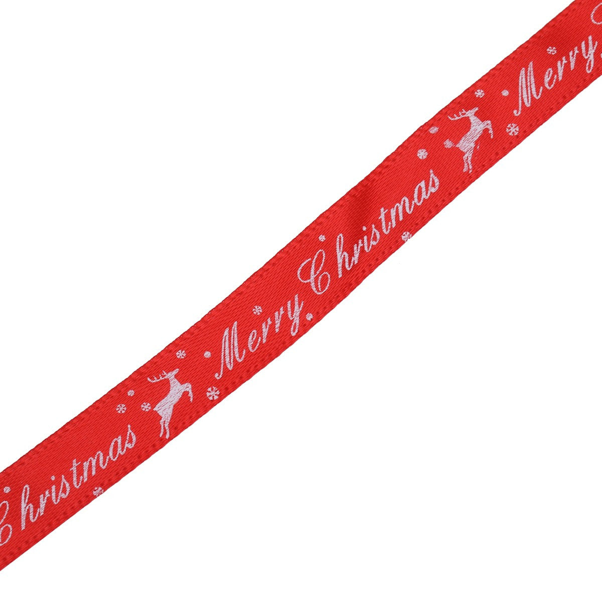 10mm x 9m Christmas Themed Printed Grosgrain Ribbons, 5 Rolls - Assorted Designs