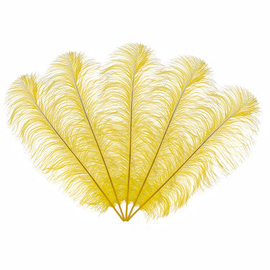 50-60cm Loose Ostrich Feathers, 5pcs - Yellow